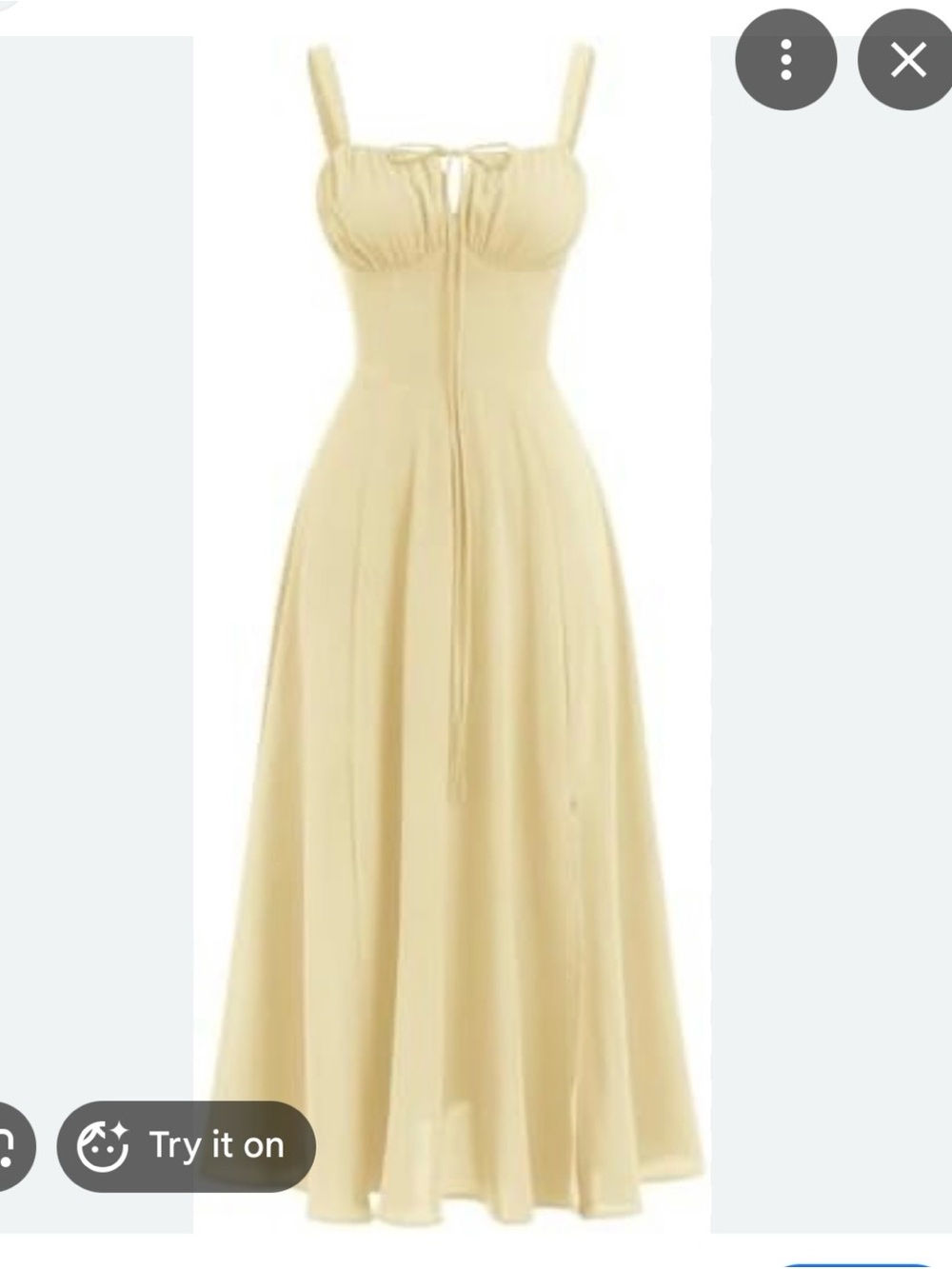 Yellow Strappy Midi Dress with Side Slit - Picture 2 of 5